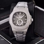 Patek Philippe Annual Calendar Full Diamonds Watches Gray Gradient Face 41mm-Best  Replica Patek Philippe Watches